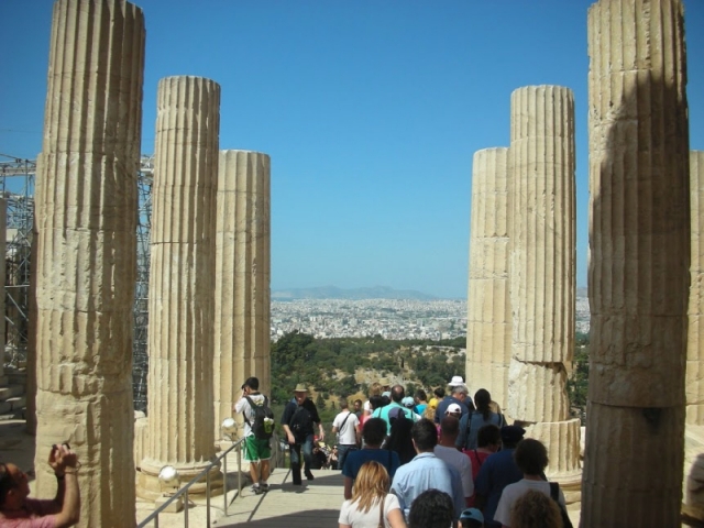 View of Athens coming from the Propylaea (at the Acropolis). Photo by Ron Guay.
