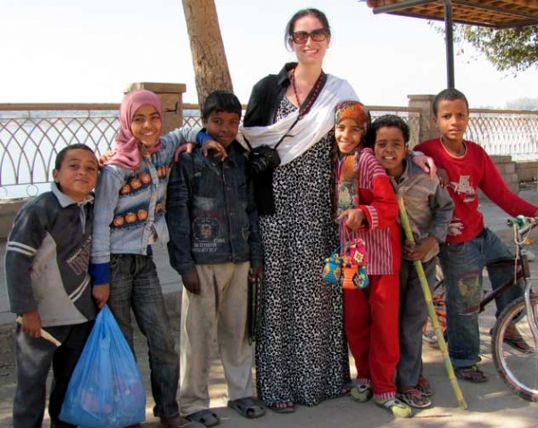 Erin with children. Egypt.
