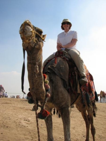 Riding a camel in Egypt