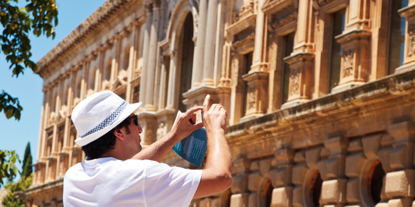 Tourist taking pictures in Spain