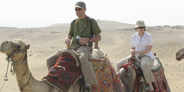 Riding a camel in Egypt