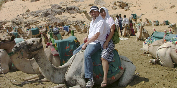 Riding a camel in Egypt