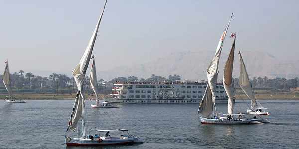 Feluccas on the Nile River near Luxor