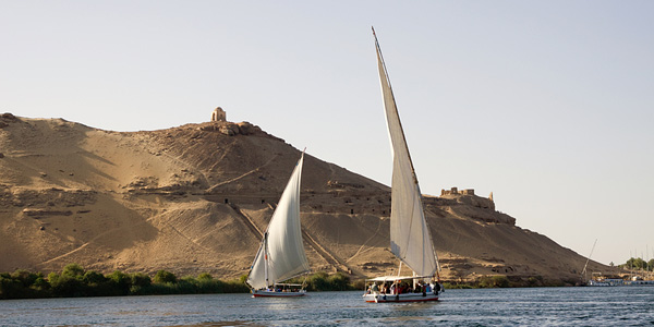 Feluccas sailing on the Nile River