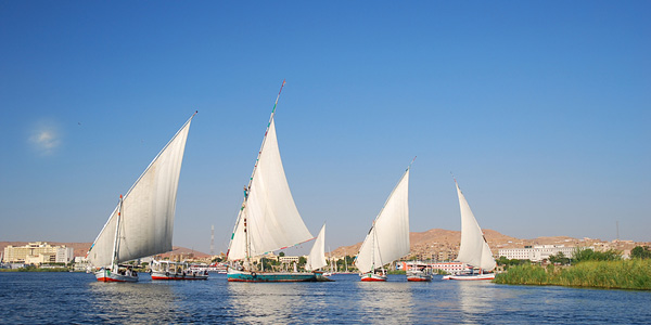 Feluccas sailing on the Nile River